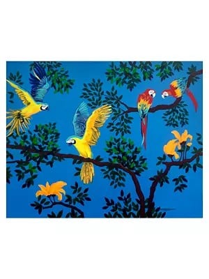 Tropical Birds | Acrylic On Canvas | By Debrata Basu