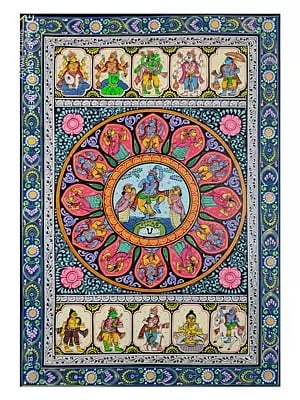 Lord Krishna Dancing On Kaliya Serpent | Watercolor On Handmade Sheet | By Jayadev Moharana