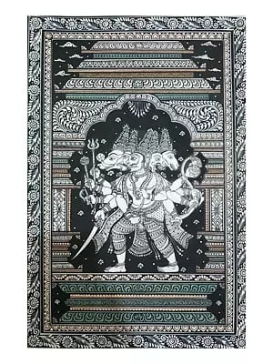 Panchamukhi Lord Hanuman | Watercolor On Handmade Sheet | By Jayadev Moharana