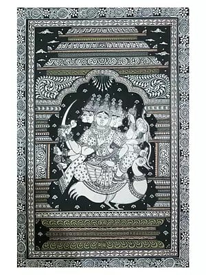 Panchamukhi Goddess Saraswati | Watercolor On Handmade Sheet | By Jayadev Moharana