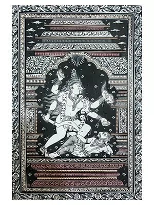 Goddess Kali and Lord Shiva | Watercolor on Handmade Sheet | By Jayadev Moharana