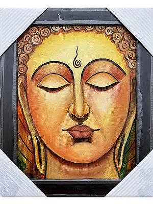 Painting of Calm Buddha with Frame | Acrylics on Canvas | By Jashanpreet Kaur