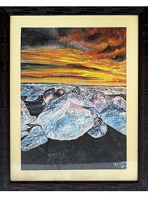 Ice Evening  | Watercolor On Sheet | With Frame  | By Jashanpreet Kaur
