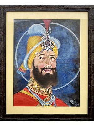 Guru Gobind Singh Ji | Watercolor On Sheet | With Frame  | By Jashanpreet Kaur