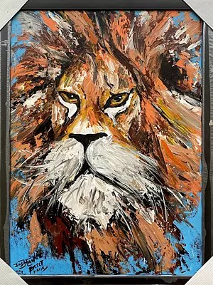 Lion Abstract | Acrylics On Canvas | With Frame  | By Jashanpreet Kaur
