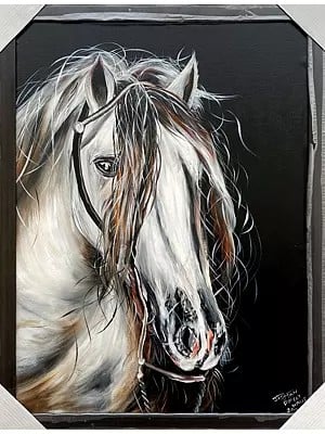 Beautiful Horse | Acrylics On Linen | With Frame  | By Jashanpreet Kaur