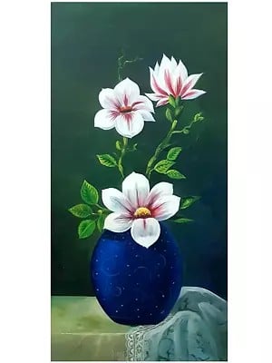 Flower Vase - Still Life Art | Acrylic on Canvas | By Justin Raj N