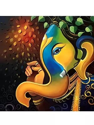 Ekdanta Ganesha | Acrylic on Canvas | By Justin Raj N | With Frame