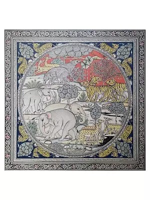 Unity Of Wildlife | Natural Color On Handmade Sheet | By Rakesh Kumar