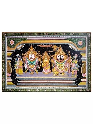 Ramabesha Jagannatha Balarama With Subhadra | Natural Color On Handmade Sheet | By Rakesh Kumar