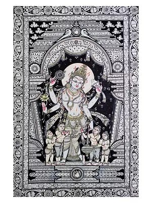 Chaturbhuja Lord Vishnu | Natural Color On Handmade Sheet | By Rakesh Kumar