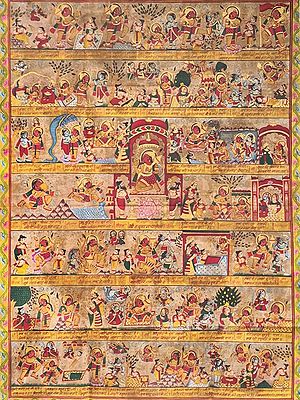 Hanuman Story Phad | Natural Dyes & Stone Color On Cloth