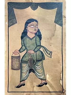 Fisherman Kalighat | Stone Colors On Handmade Canvas  | By Shagun Sengar Shaha