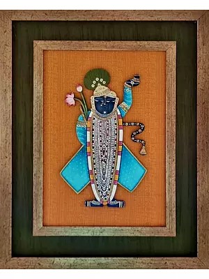 Shrinath Ji Hindu God | Post Colors On Cloth | With Frame | By Shagun Sengar Shaha