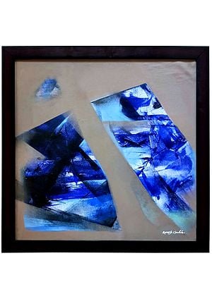Blue Broken Abstract | Acrylic On Canvas | With Frame | By Ramesh Baliram Sawale
