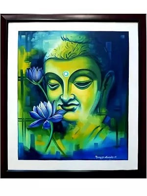 Buddha : Growth Of Knowledge | Oil On Canvas | With Frame | By Ramesh Baliram Sawale