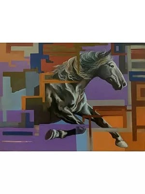 The Jumping Horse | Acrylic On Canvas | By Anant Roop Art Studio