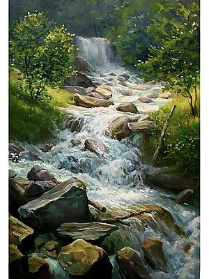 Flowing River | Acrylic On Canvas | By Anant Roop Art Studio