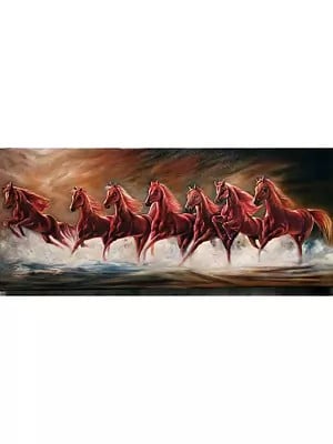 Seven Lucky Horses | Oil On Canvas | By Anant Roop Art Studio