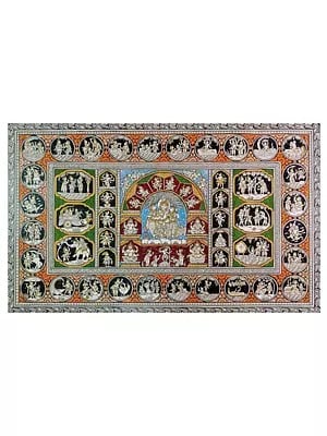 Lord Krishna Leela | Natural Colors On Handmade Canvas | By Sachikant