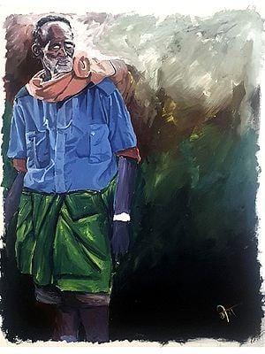 Invaluable Time - Old Man | Acrylic On Canvas | By Avinash Kumar