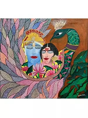 Meditative Radha Krishna | Acrylic on Canvas | By Pushpa Mahadeo More