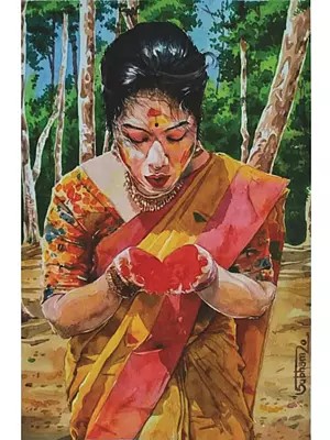 Holi Celebrating Woman | Watercolor on Paper | By Shubham Sarkar