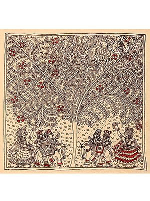 King Riding Elephant - Mata Ni Pachedi | Madarpat Cotton | By Dilip Chitara