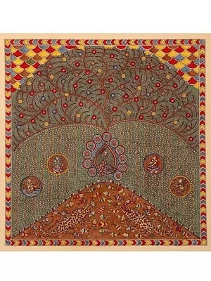 Peacock And Flora Fauna - Mata Ni Pachedi | Madarpat Cotton | By Dilip Chitara