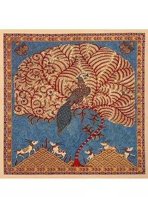 Tree Of Life Hiran And Peacock - Mata Ni Pachedi | Madarpat Cotton | By Dilip Chitara