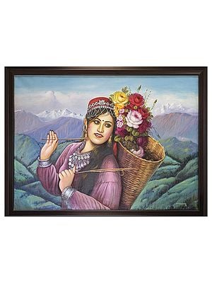 Blossoming Hill Beauty | Oil On Canvas | By Dinesh Attry | With Frame