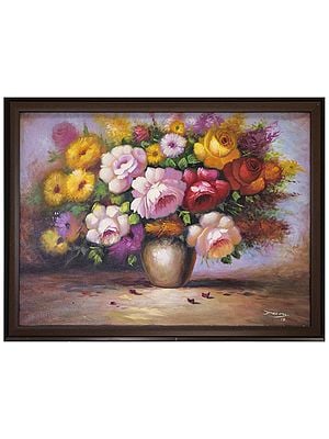 Bouquet Of Roses | Oil On Canvas | By Dinesh Attry | With Frame