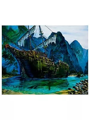 Broken Ship | Acrylic Painting on Canvas | By Runa Bandyopadhyay
