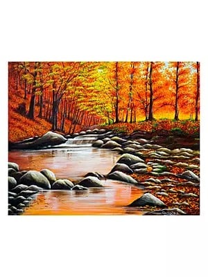 Colours of Autumn | Acrylic on Canvas | By Runa Bandyopadhyay