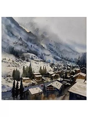 Snowy - Morning Harmony | Watercolor On Paper | By Purendrakumar Deogirkar
