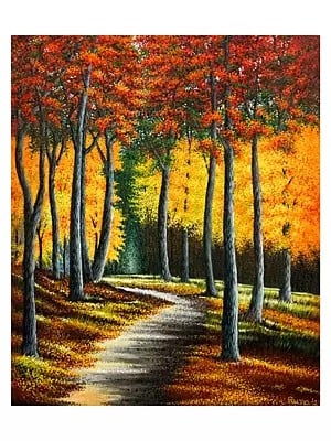 Sunny Autumn | Acrylic on Canvas | By Runa Bandyopadhyay