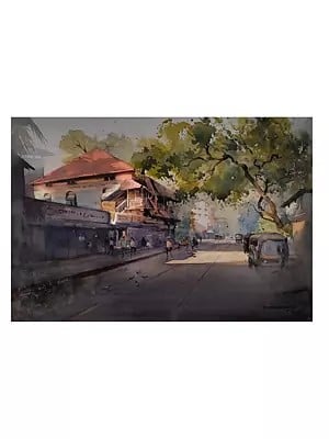 An Old Architecture - City | Watercolor On Paper | By Purendrakumar Deogirkar