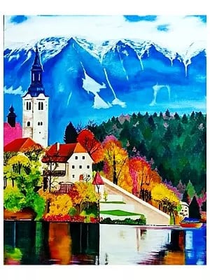 Lake Bled Castle | Acrylic On Canvas | By Gulpasha