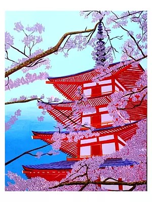 Japanese Temple | Acrylic On Canvas | By Gulpasha