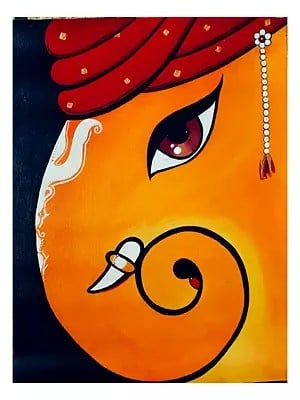 Lord Ganesha with Turban | Acrylic on Canvas | By Vandana Satpute