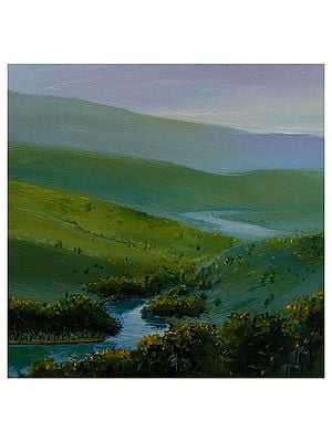 Landscape-Valley With A River | Acrylic On Canvas | By Kshirsagar Sanjay Krishna