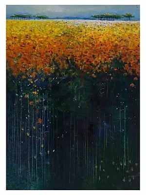 Sunflower Fields | Mix Media On Canvas | By Kshirsagar Sanjay Krishna