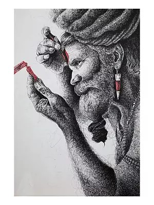 Saint of Banaras | Pen on Paper | By Arushi Tripathi