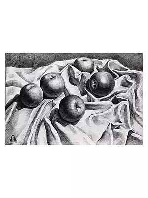 Drapery Apples | Pen on Paper | By Arushi Tripathi