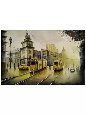 Cityscape - My City | Watercolor On Handmade Sheet | By Arushi Tripathi