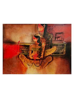 Mother And Daughter | Acrylic On Canvas | By Anupam Upadhyay