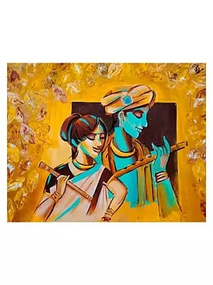 Beautiful Radha Krishna | Acrylic On Canvas | By Anupam Upadhyay