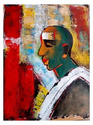 Hindu Priest | Acrylic On Canvas | By Anupam Upadhyay
