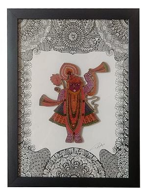 Lord Shrinath Ji | Pen On Canvas | By Priyanka Gupta | With Frame