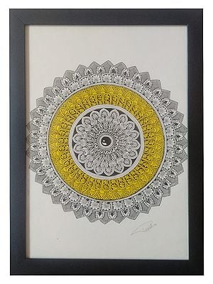 Chakra Mandala Art | Pen On Canvas | By Priyanka Gupta | With Frame
